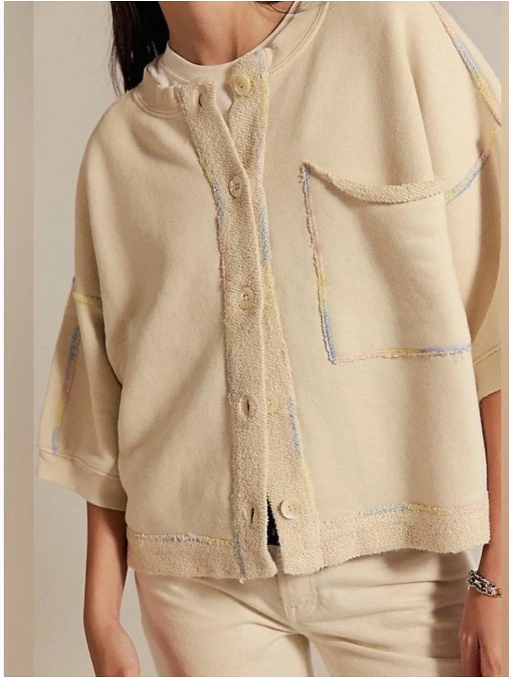 NWT Free People Cream & Multi Color Matilda Cardigan